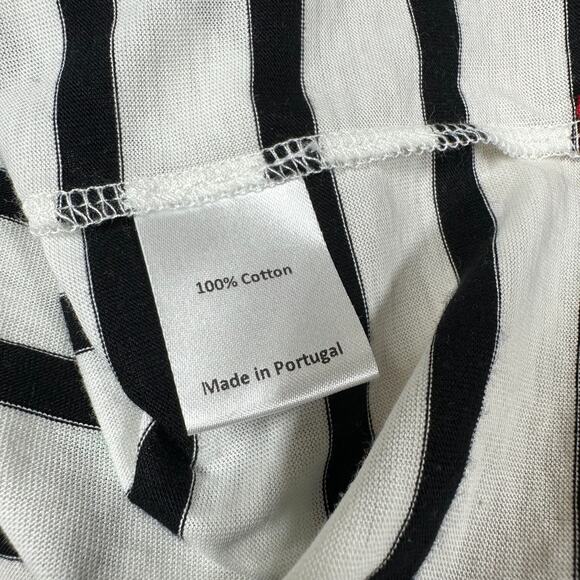 La Ligne NWT Stripe Cotton Jersey White Black Long Sleeve Top Sz L Drop Shoulder - Picture 8 of 11